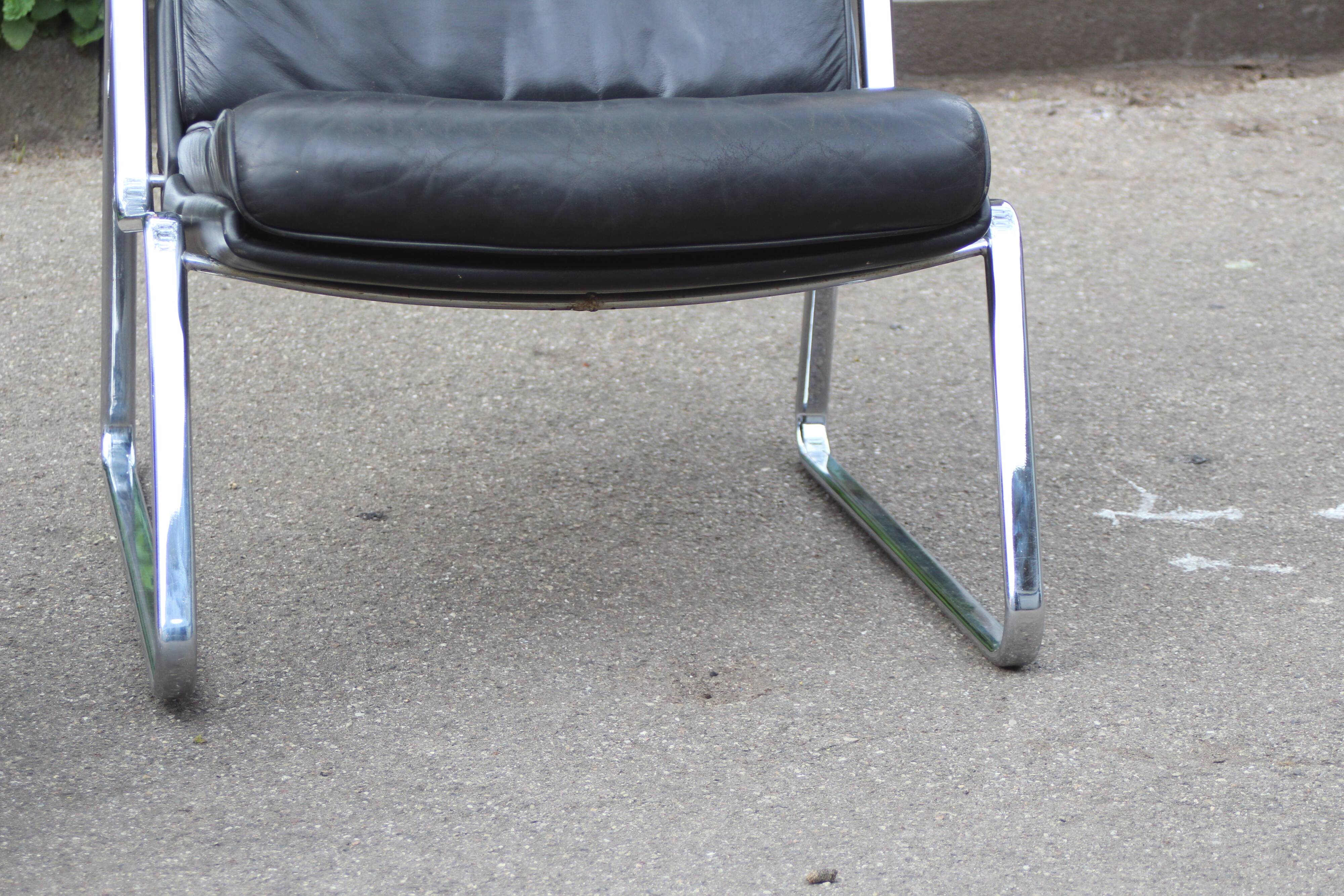 Paire de fauteuils Lange Drabert en cuir 1970