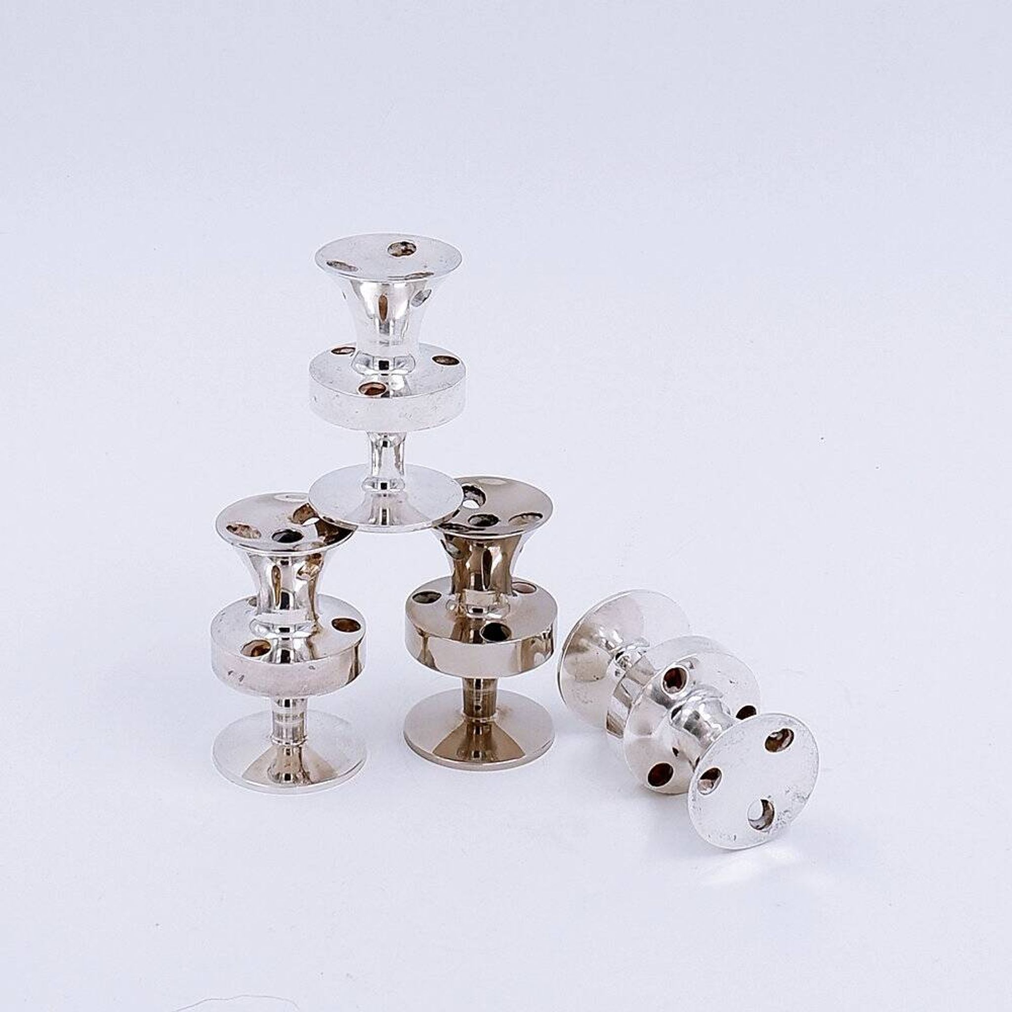 Set of 4 miniature candle holders by Erik Jörgensen, Denmark, 1950s.