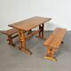 Scandinavian modern solid pinewood benches and dining table, 1970s