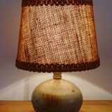 Lampe à poser vintage céramique et toile de jute