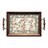 Old Japanese earthenware and wood tray
