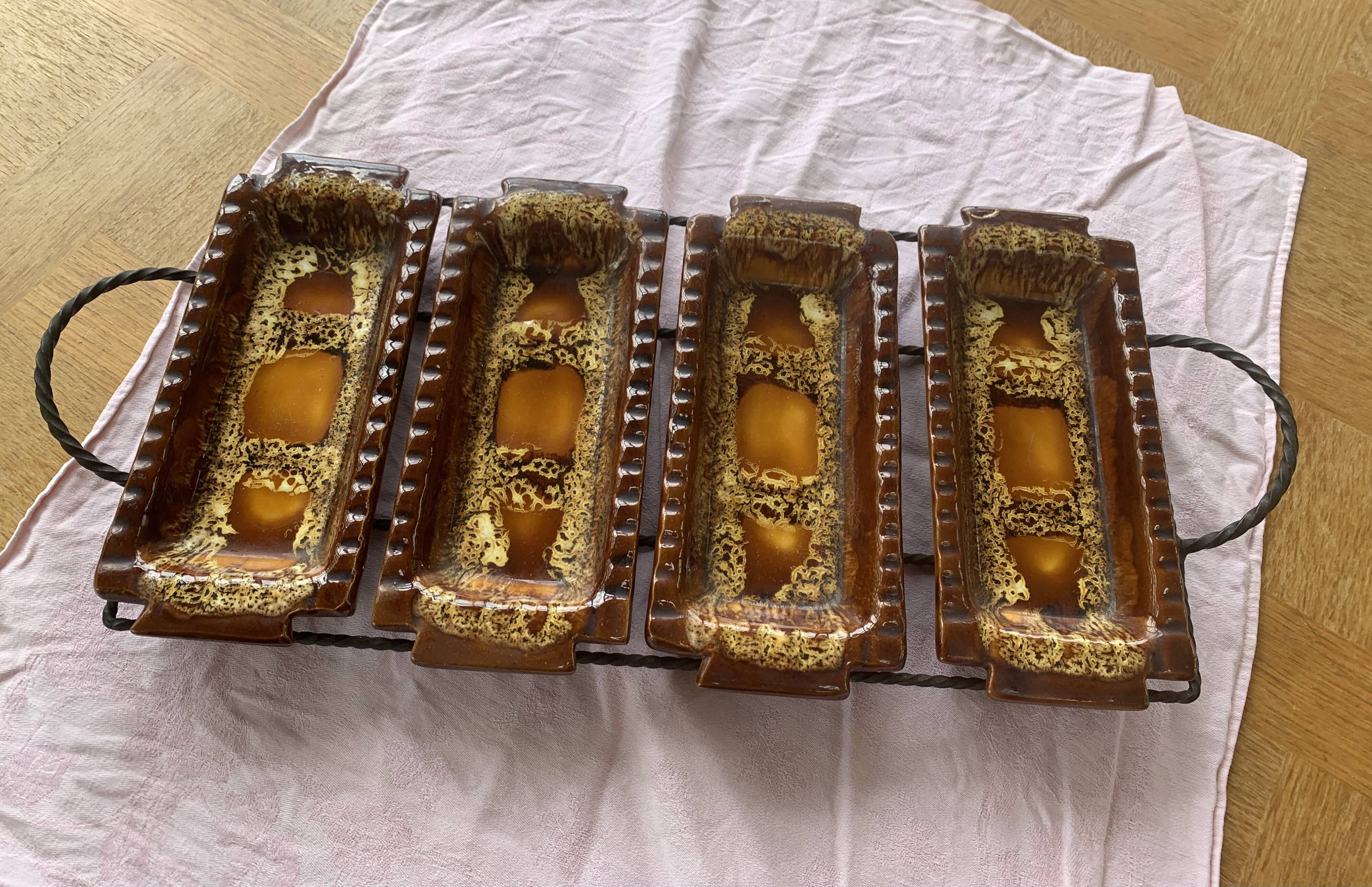 Aperitif servant in glazed ceramic signed by Marius Giuge artisan potter vallauris vintage