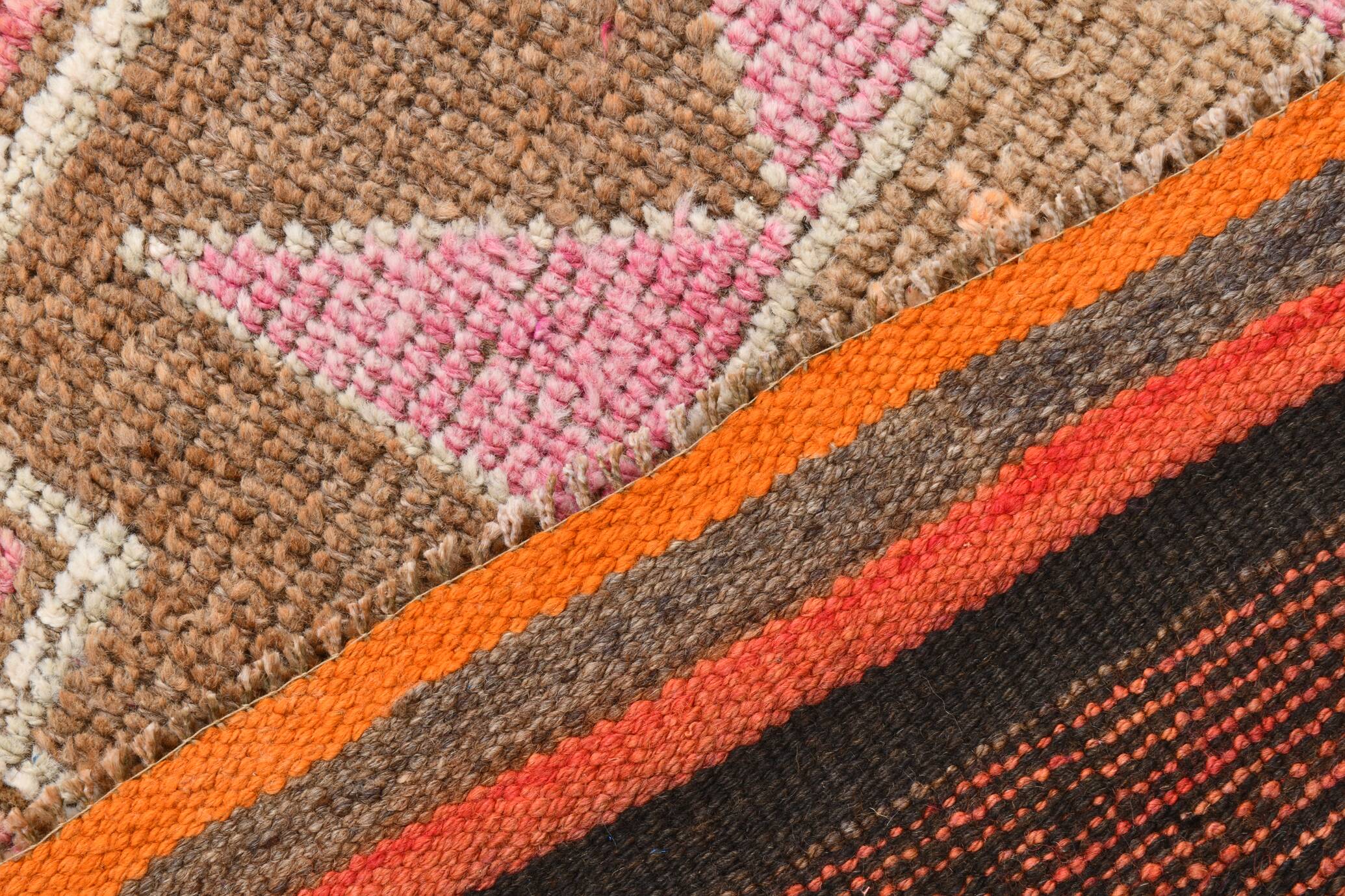 3x10 Pink & Brown Stars Pattern Vintage Runner Rug, 94x320Cm