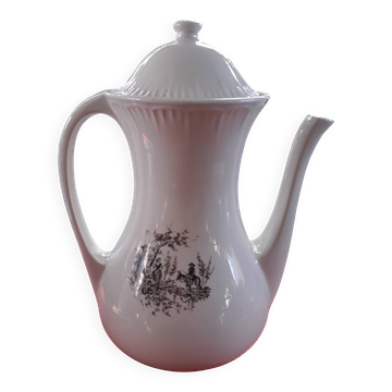 cafetière digoin sarreguemines décor genre toile de jouy