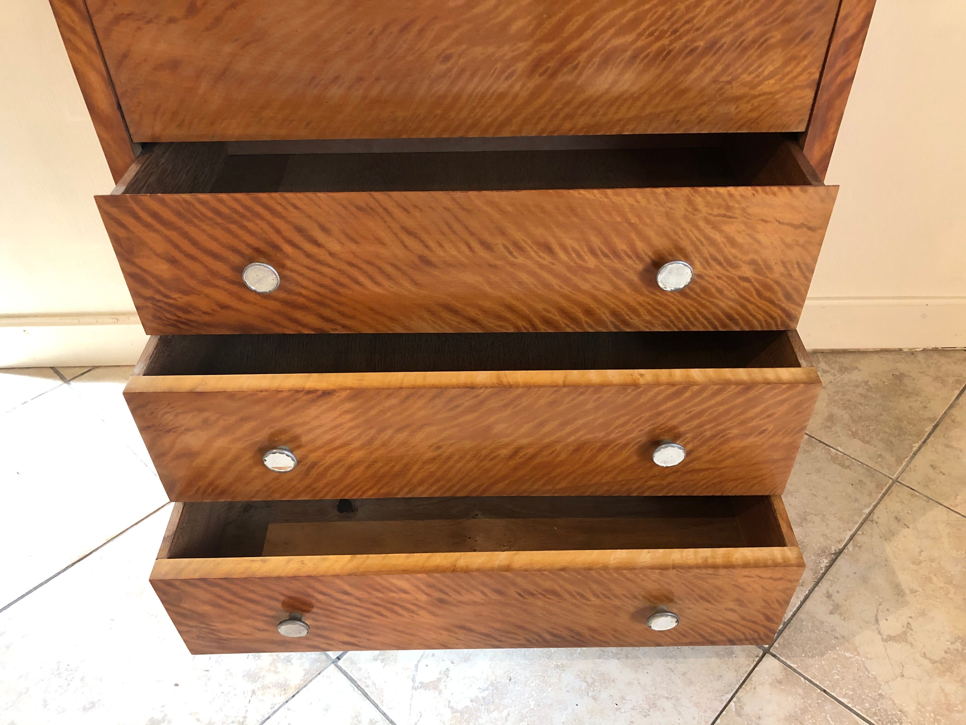 Storage unit art deco style in burled satinwood