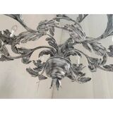 Contemporary brunish-clay florentine wrought iron leafs chandelier