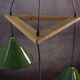 Suspension industrielle design support en chêne avec 3 cloches en métal