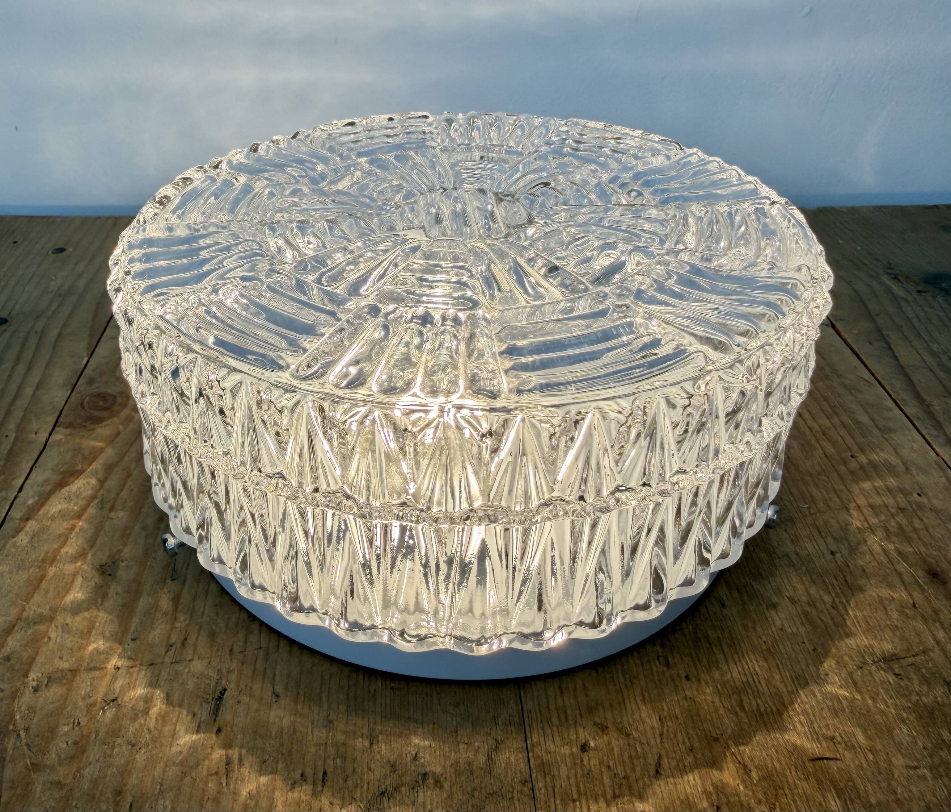 Vintage Glass Wall or Ceiling Light, 1970s