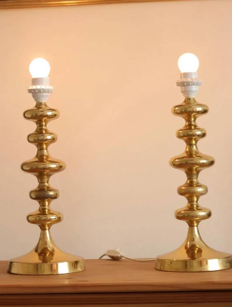 Pair of Swedish Coil Table Lamps