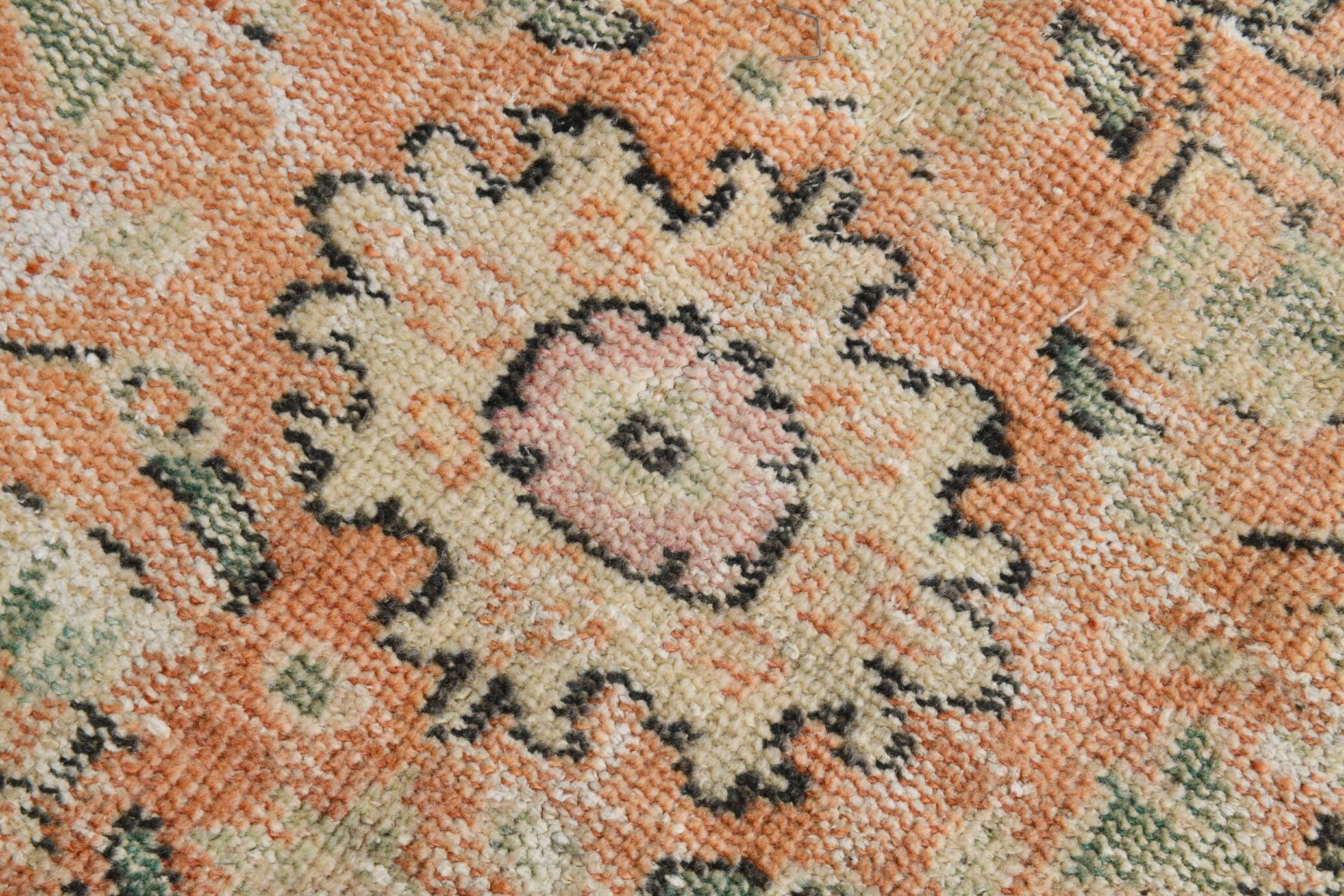 7x10 Large Cream Floral Pattern Turkish Vintage Rug, 207x304Cm