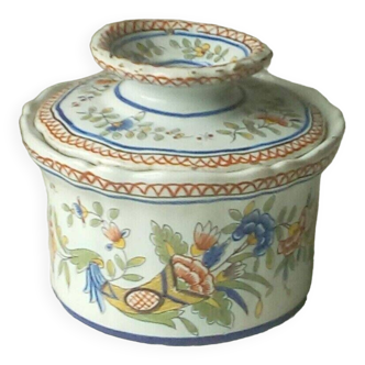 Water butter dish in Desvre Boulogne earthenware cornucopia