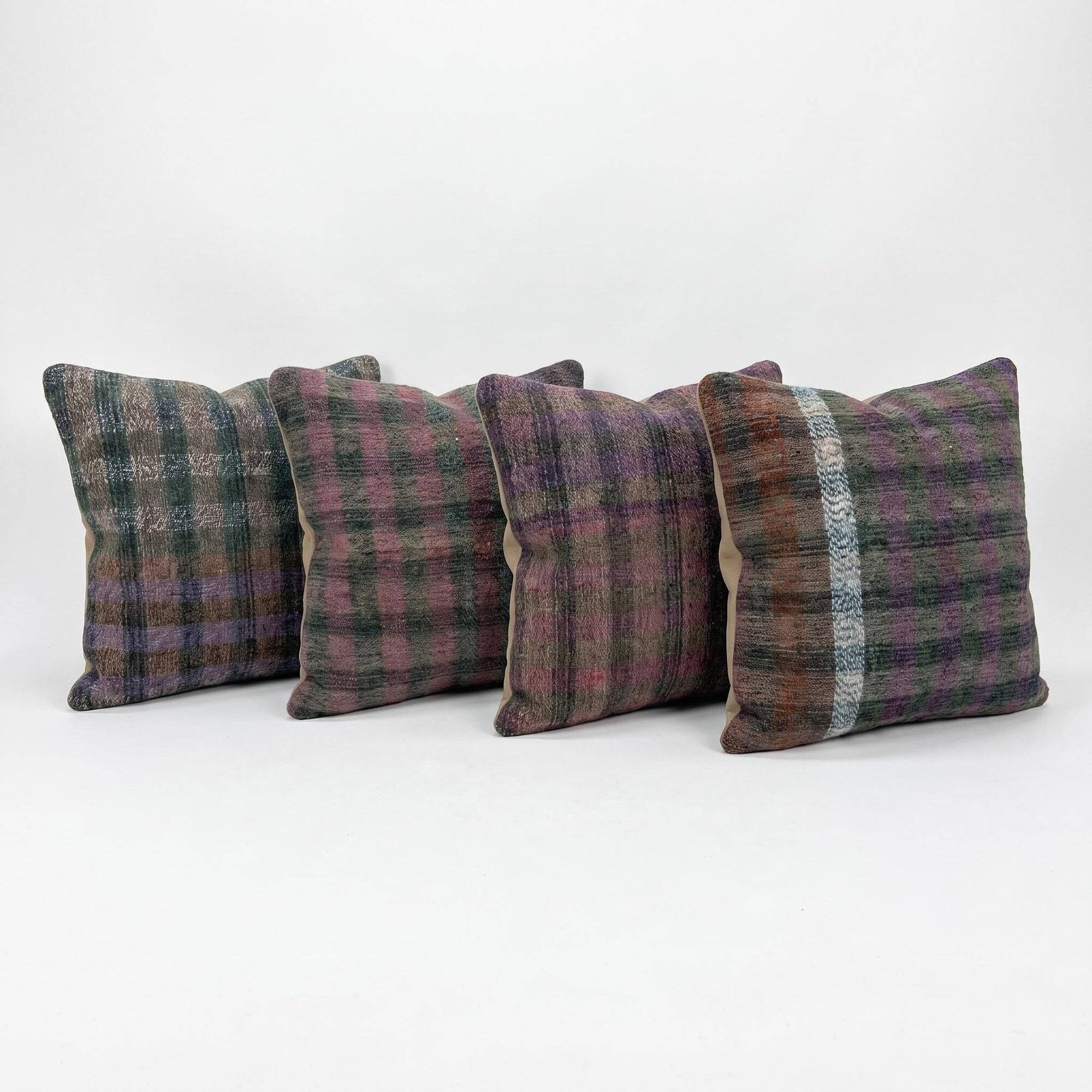 Set of 4 vintage kilim cushion covers 41x41 cm