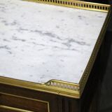 Pair of Louis XVI Style Nightstands with White Carrara Marble