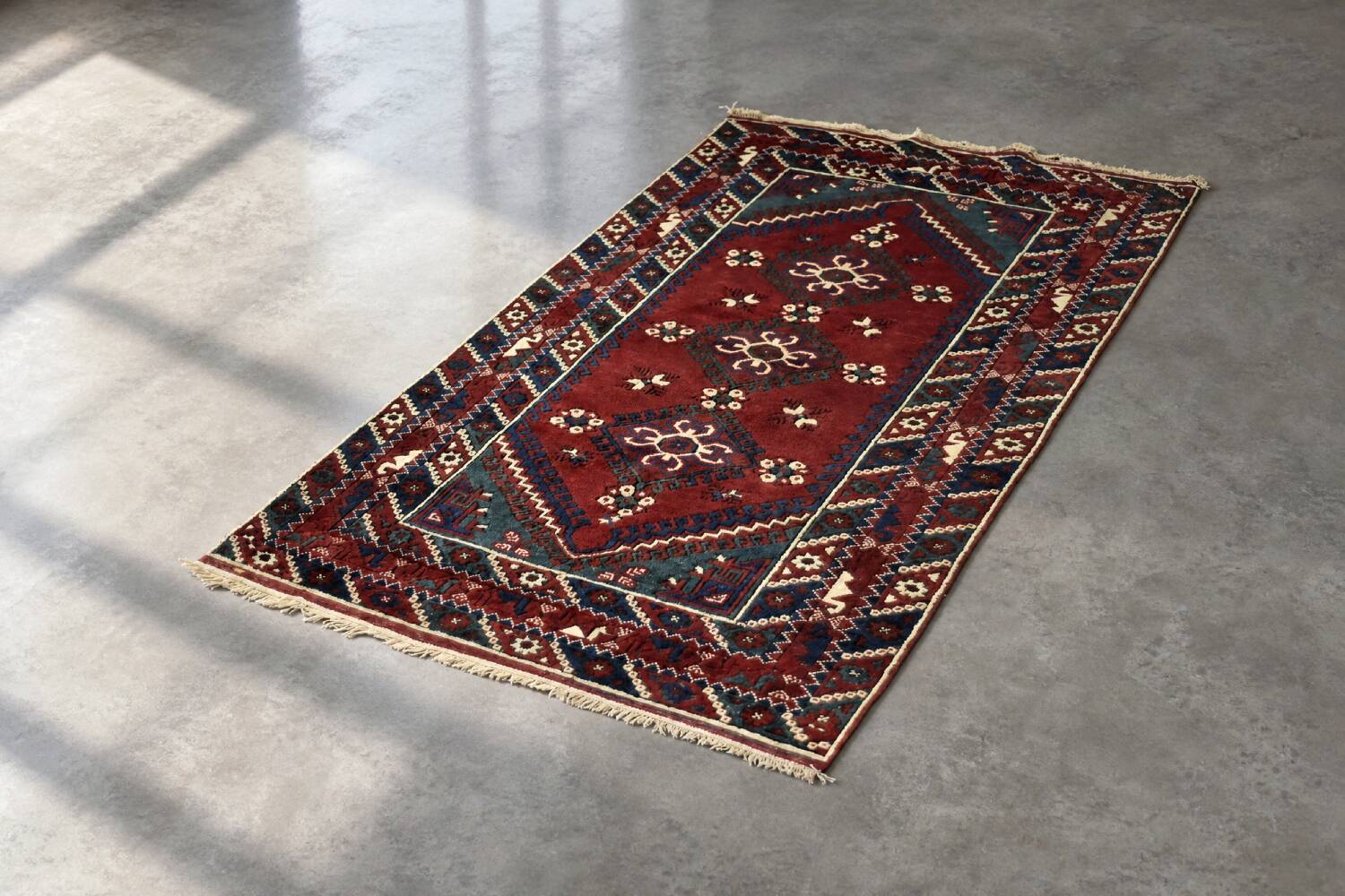 Vintage Red Hand-Woven Oriental Afghan Rug, 1970s