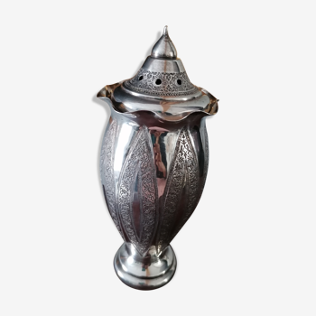 Oriental art silver metal vase
