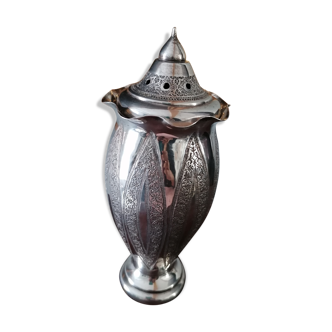 Oriental art silver metal vase