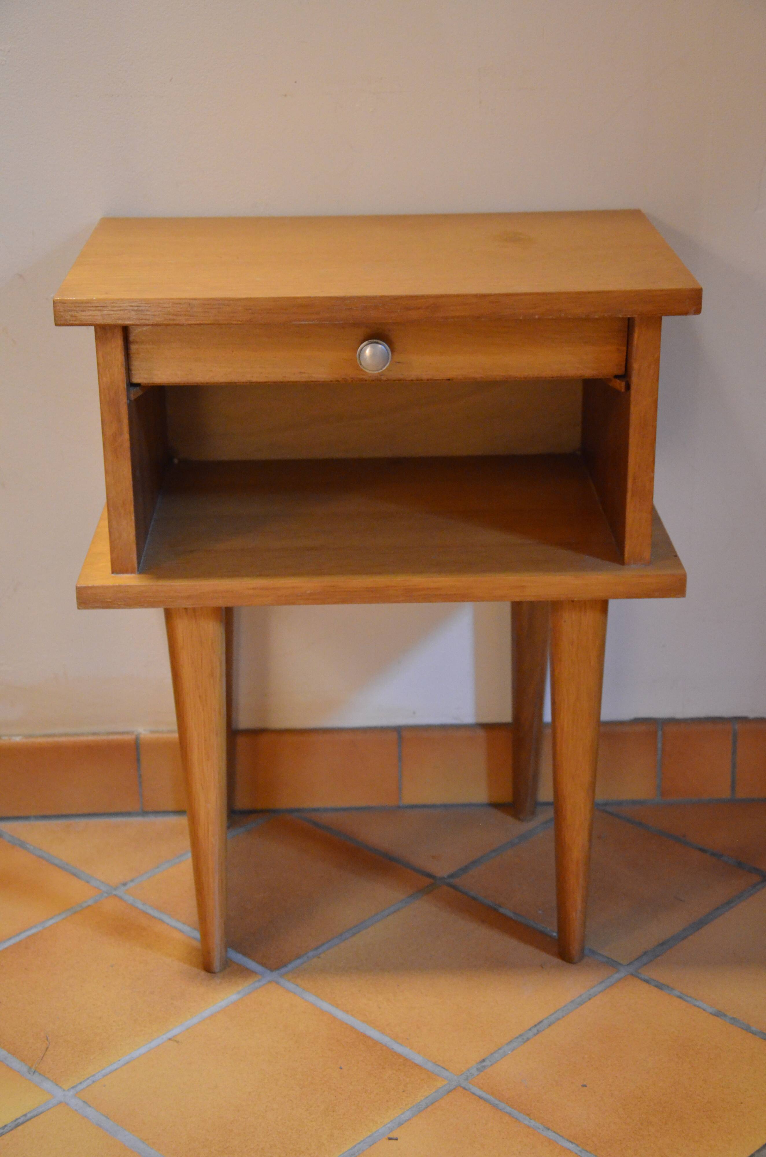 1960s oak bedside table
