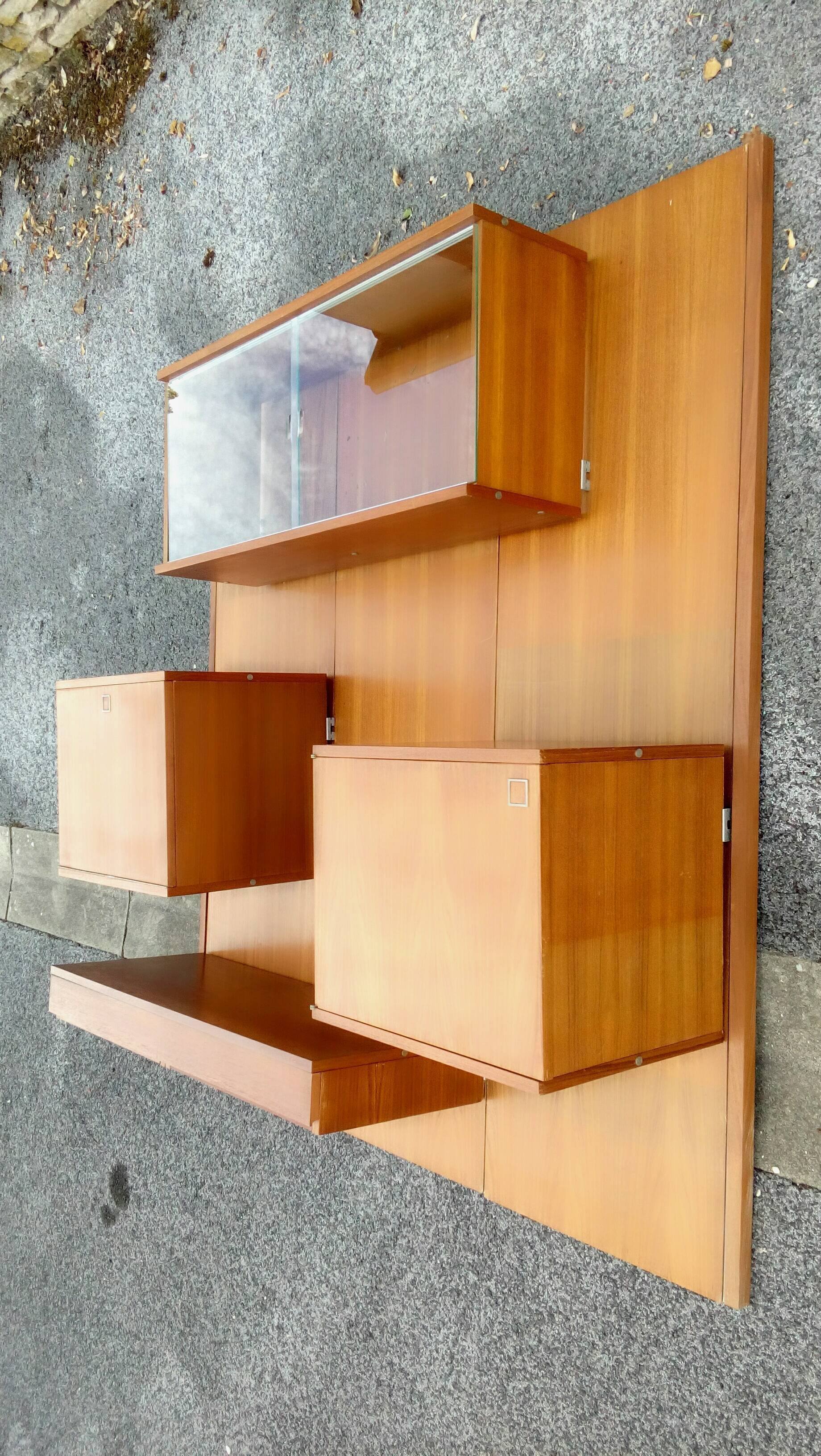 Teak wall bookcase