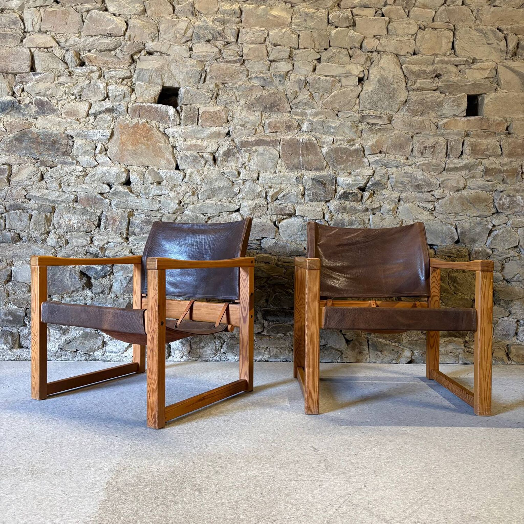 2 leather chairs Diana by Karin Mobring for IKEA, 1970