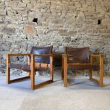 2 leather chairs Diana by Karin Mobring for IKEA, 1970