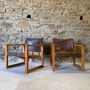 2 leather chairs Diana by Karin Mobring for IKEA, 1970