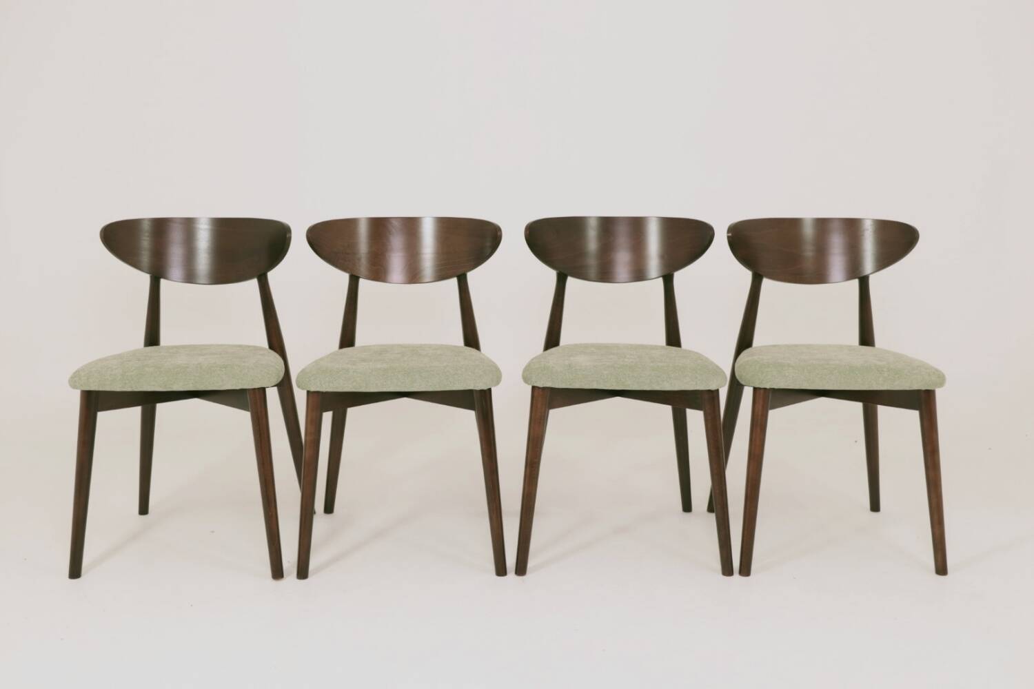 Modern set of 4 dining chairs, sage fabric