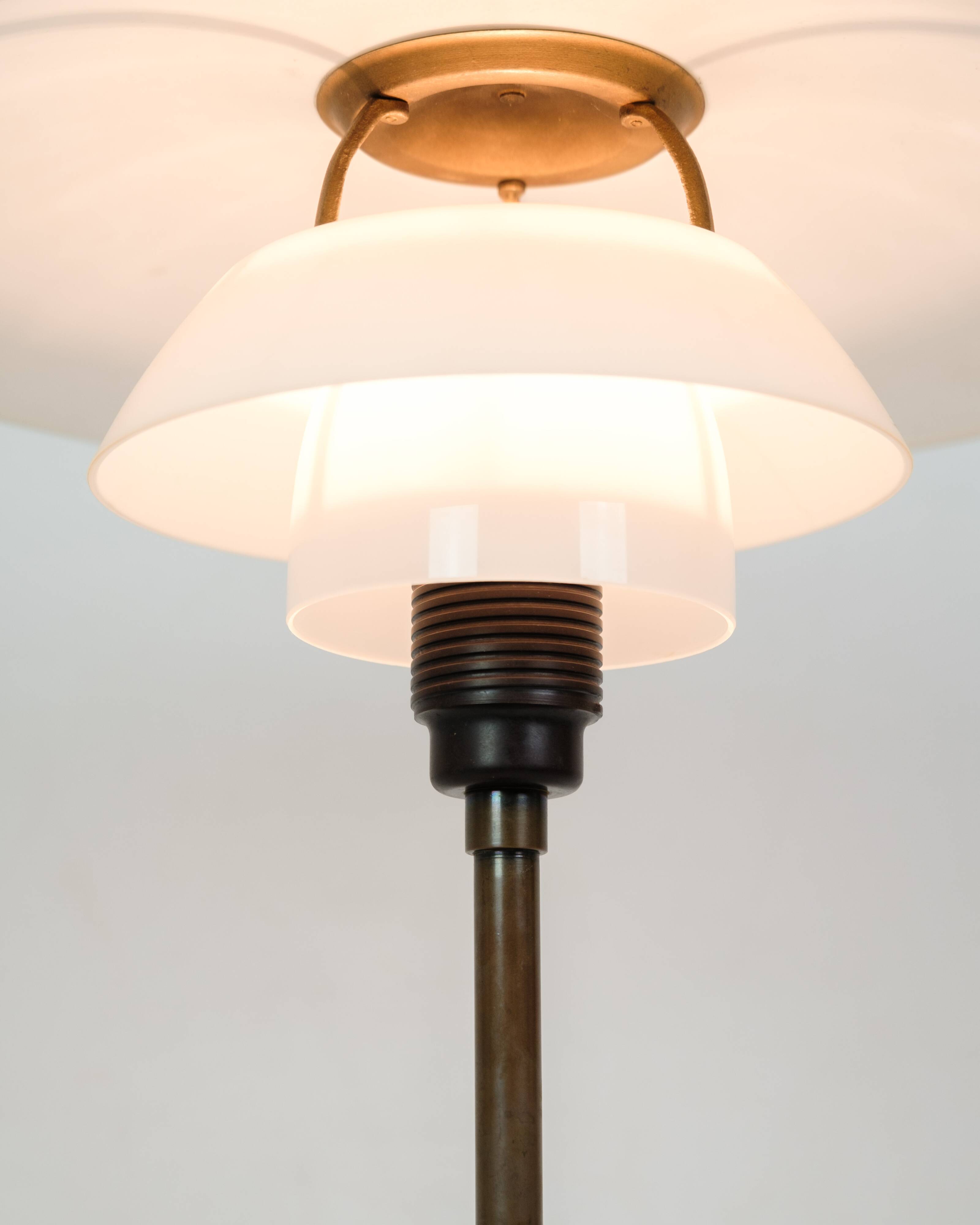 Table Lamp PH 4/2½ Made With White Opal Glass & Burnished Brass By Poul Henningsen From 1930s