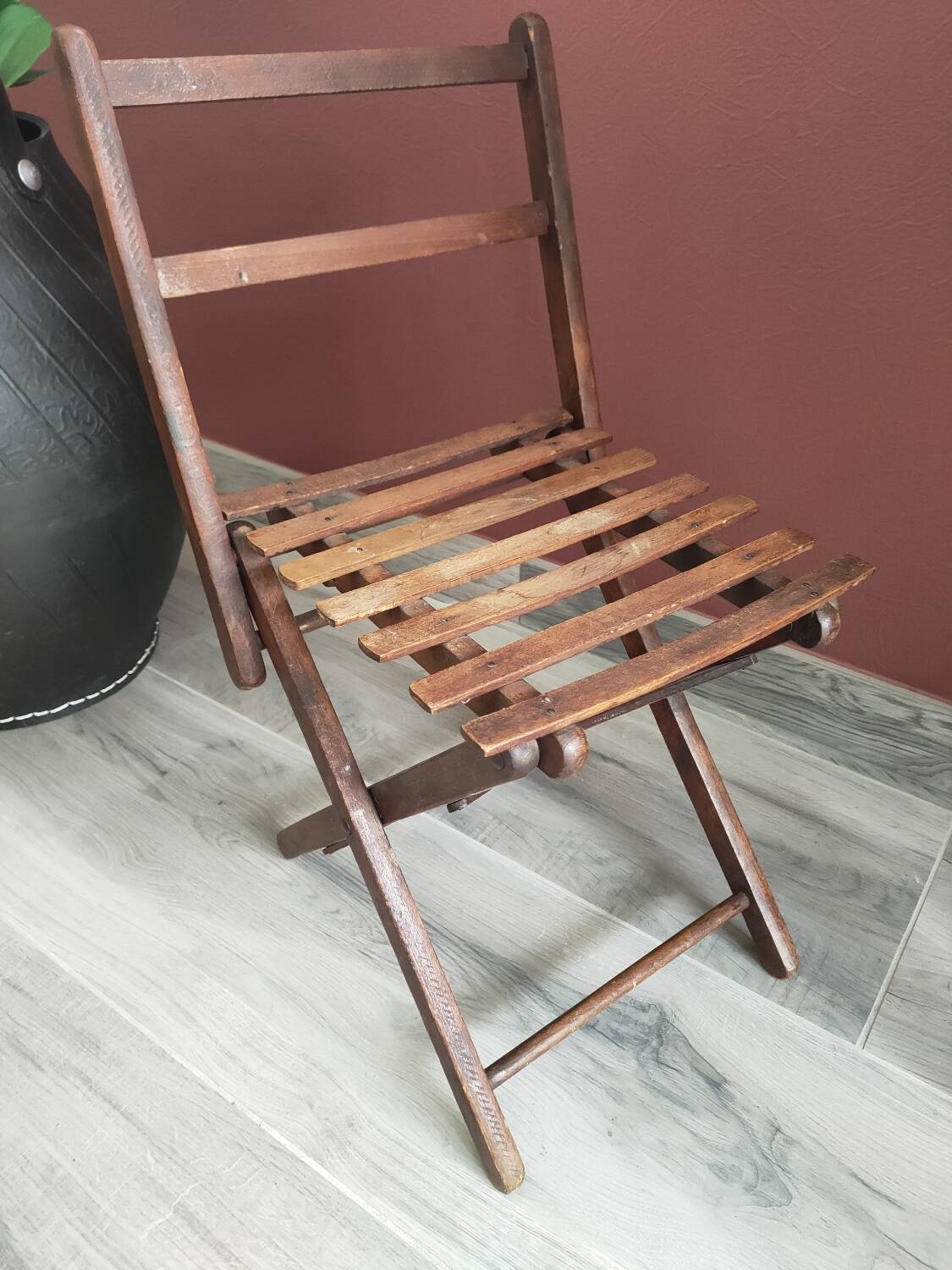 Small folding wooden chair