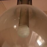 Lustre suspension boule verre et laiton vintage