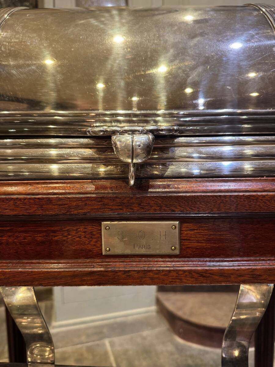 Silver-plated metal cutting trolley in the Louis XVI style