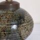Lampe d'appoint vintage en grès émaillé, abat-jour herbier