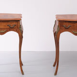 2 italian burl side tables louis xv style