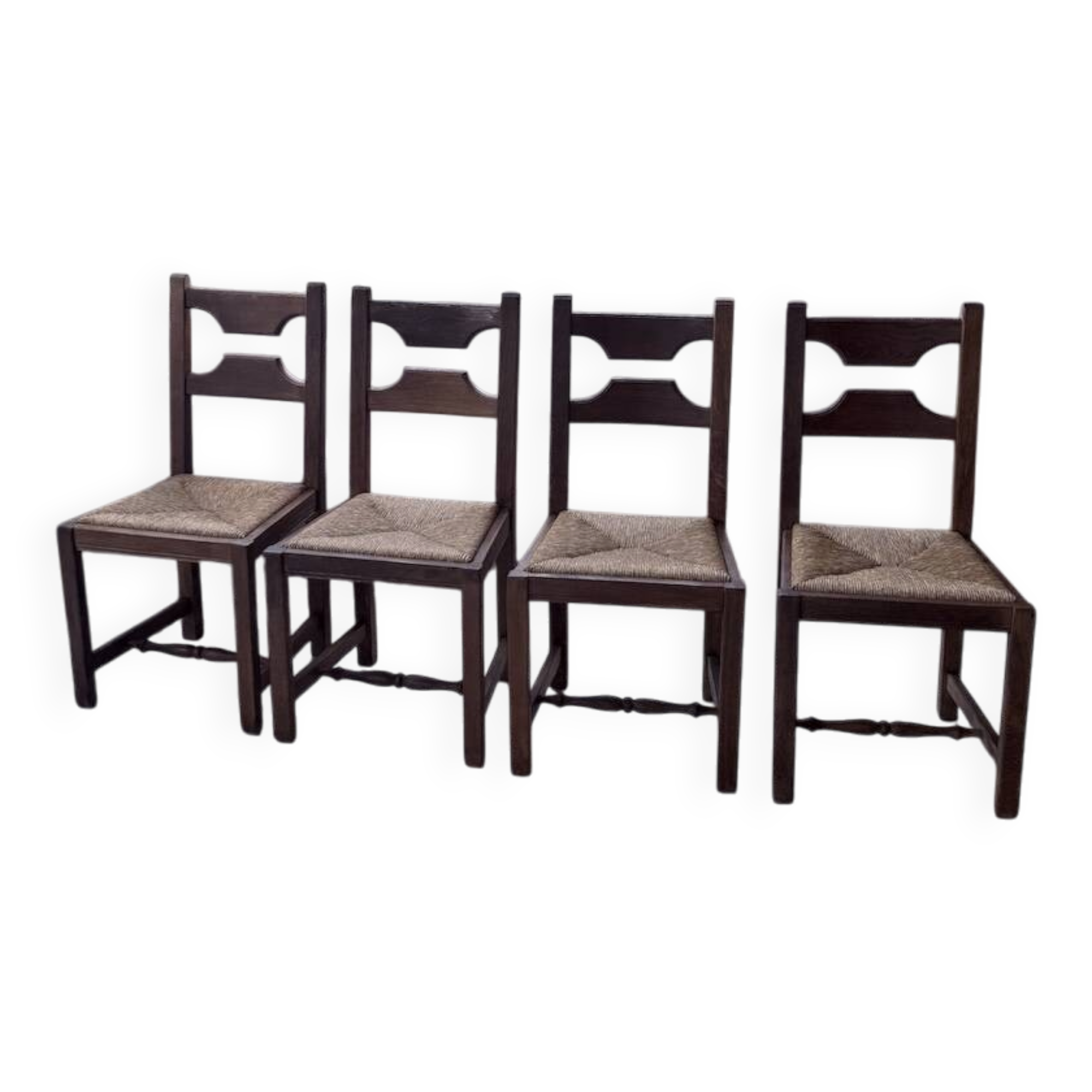 Set 4 chaises rustiques chêne De puydt, Belgique 1970