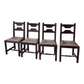 Set of 4 rustic oak chairs from Puydt, Belgium, 1970.