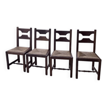 Set 4 chaises rustiques chêne De puydt, Belgique 1970