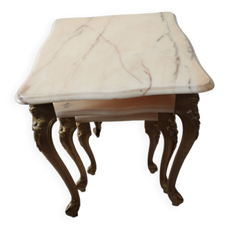 Table gigogne marbre, laiton