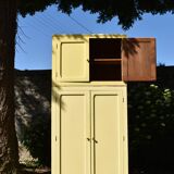 Armoire ancienne buffet jaune vintage parisien