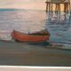 Oil painting on faesite 70s mouth of the Arno Pisa