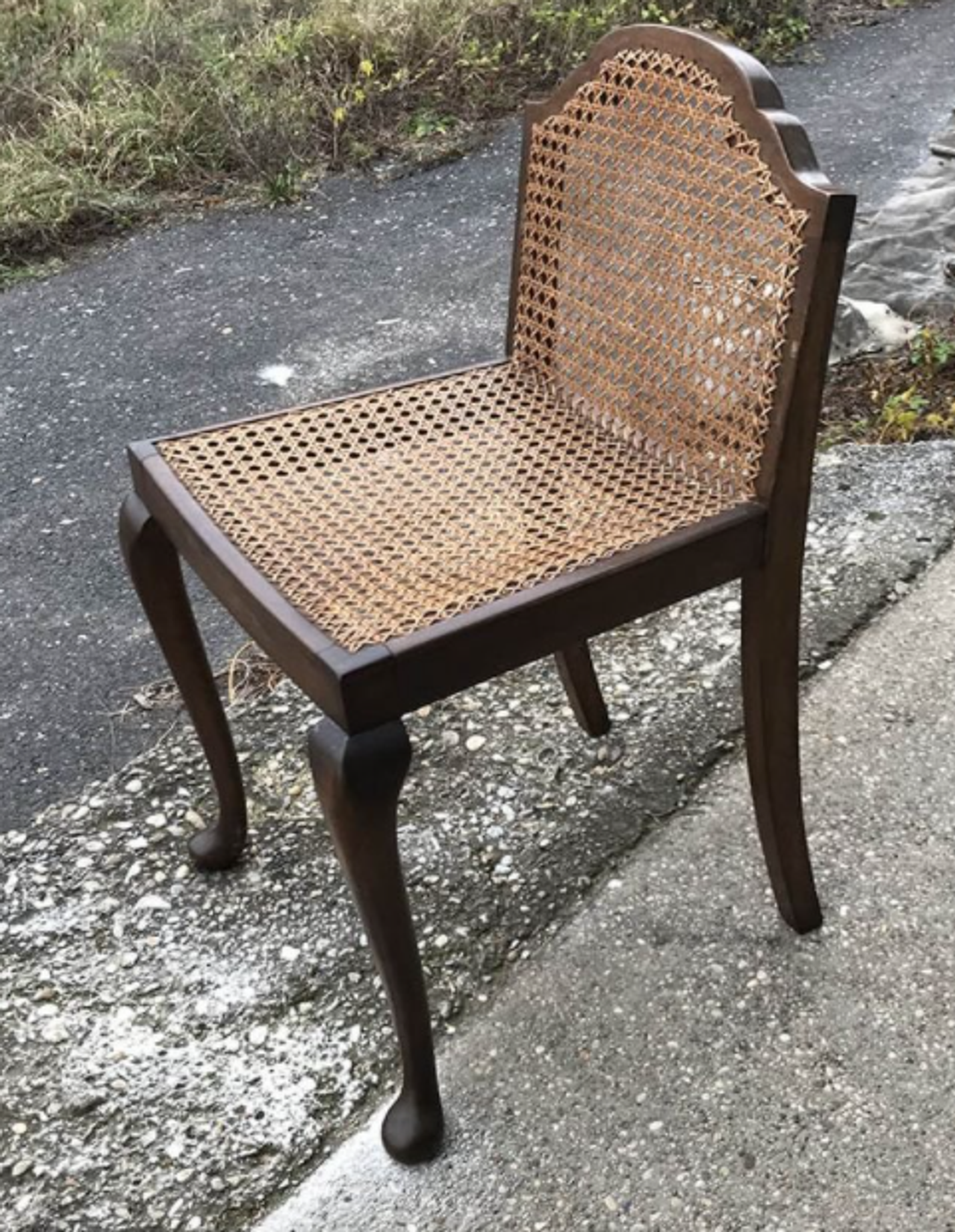 Vintage Wood & Cane Lounge Chair, 1950s