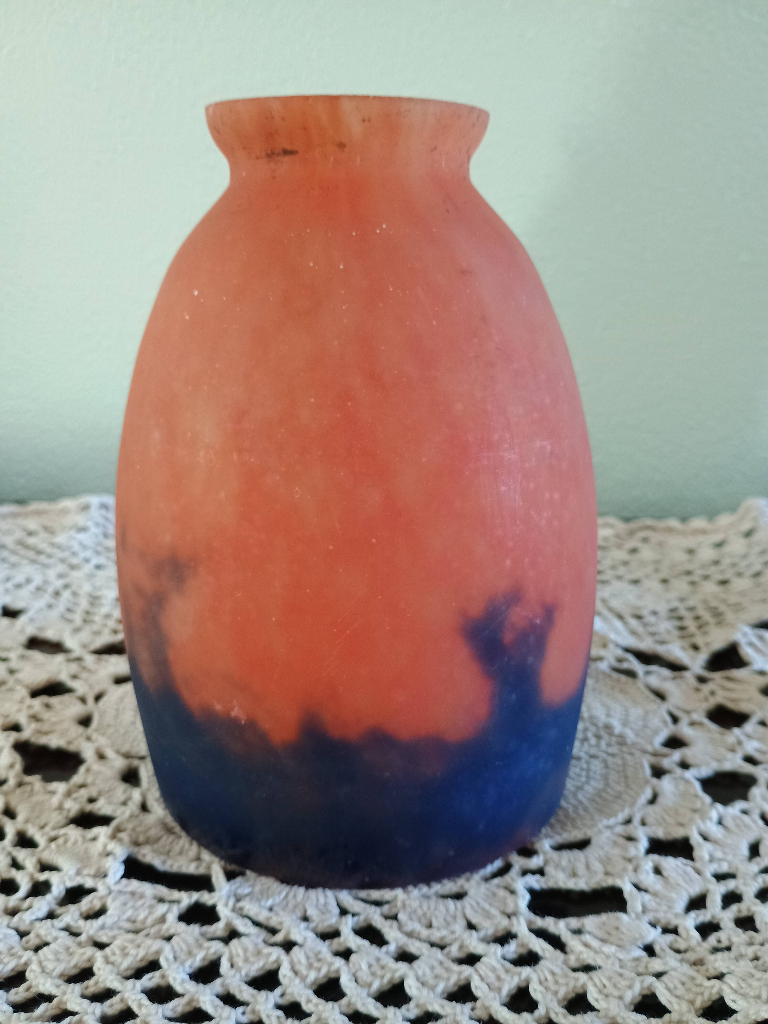 TULIP chandelier or lamp Marbled glass - Orange blue purple - Art Deco