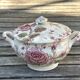 Vintage sugar bowl in English earthenware, Johnson Brothers Rose Chintz pattern.