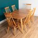 Retro Blonde Elm Model 444 Grand Plank Dining Table & 8 Goldsmith Dining Chairs