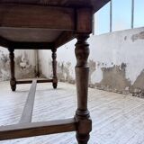 Farm table with turned legs, made of pine and birch, 180cm.