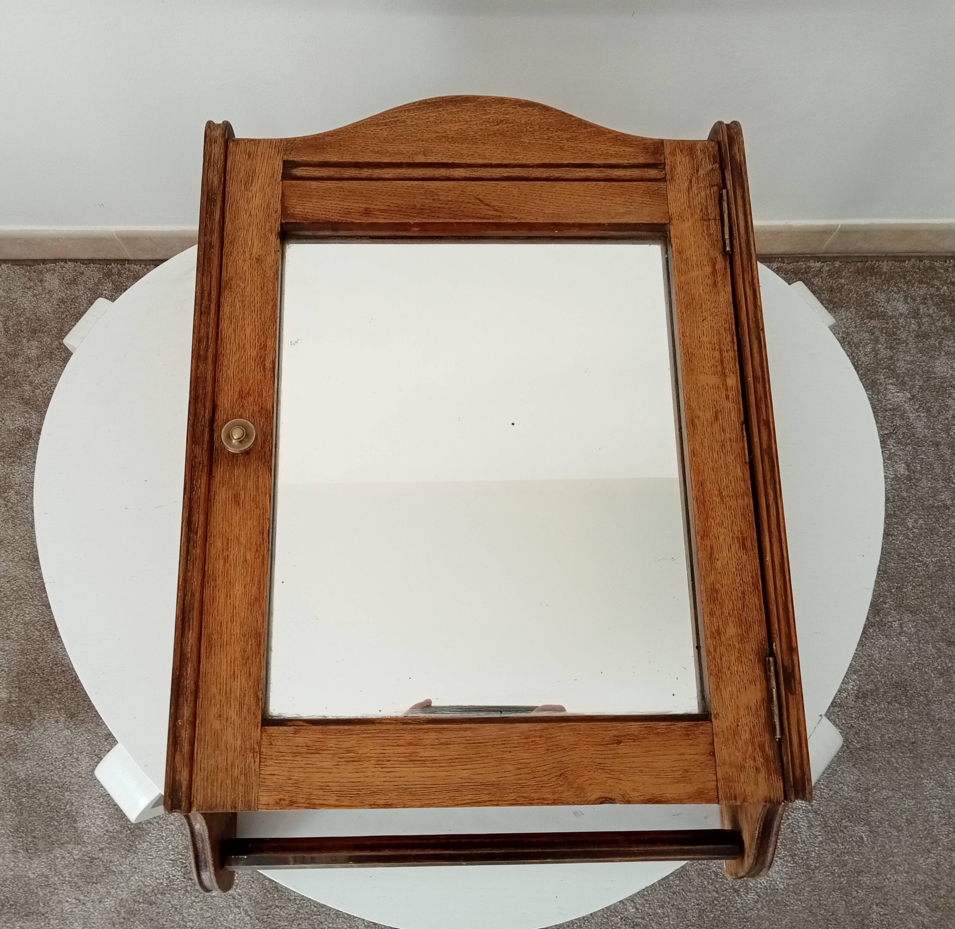 Antique solid oak bathroom cabinet from the early 20th century