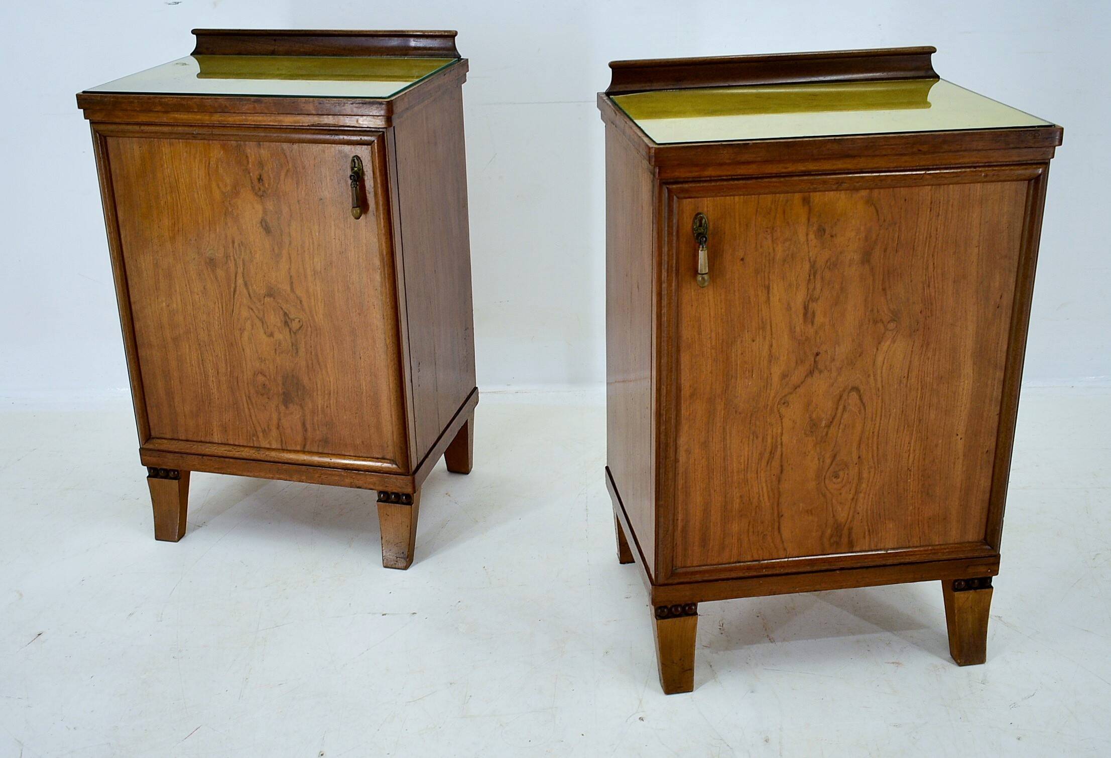 1930s pair of art deco bedside tables, Czechoslovakia