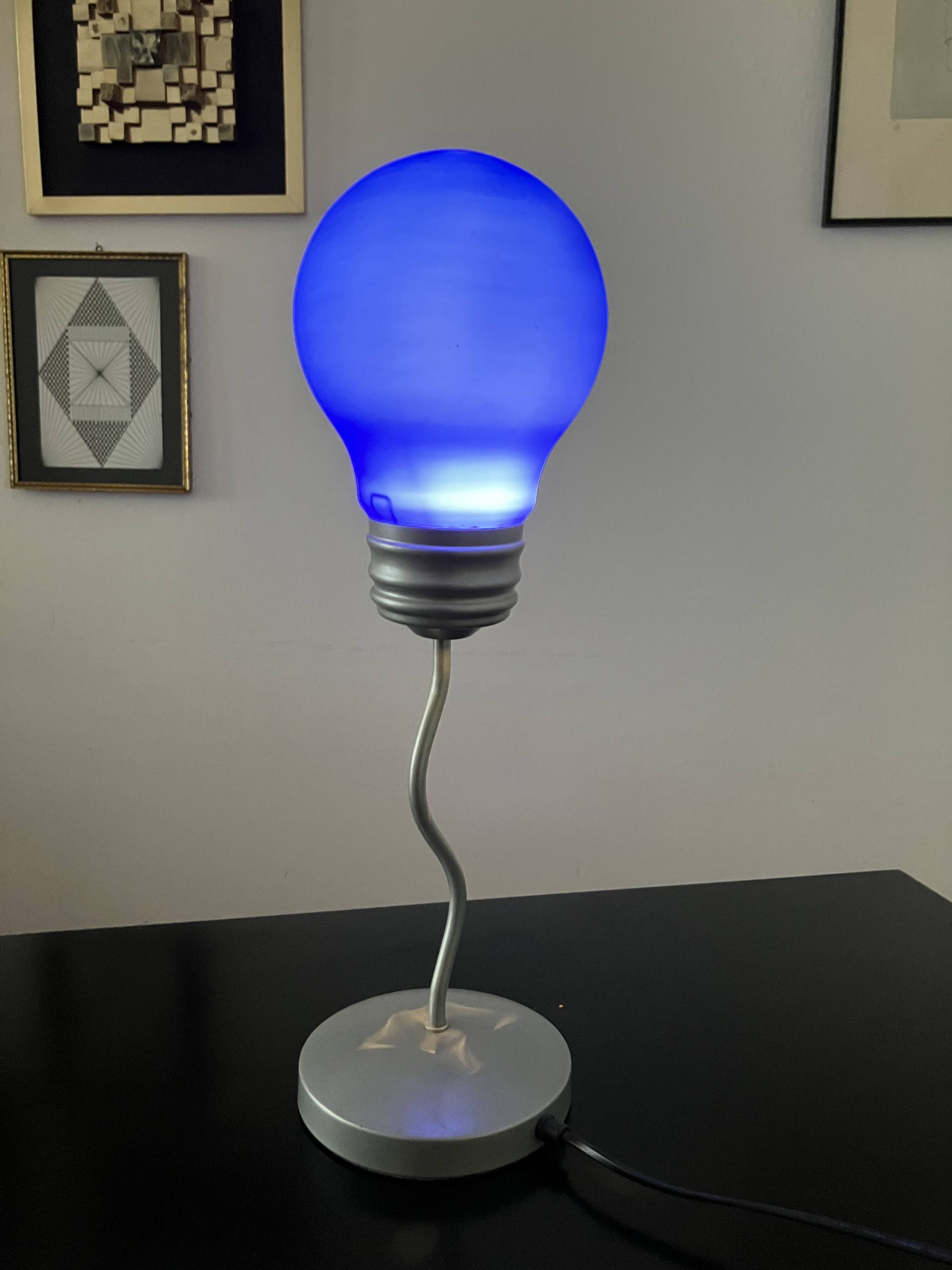 Small blue lamp bulb postmodern 90s Pop Art style