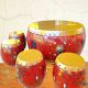 Drum coffee table and its 4 nesting stools in Chinese lacquered wood - Jin