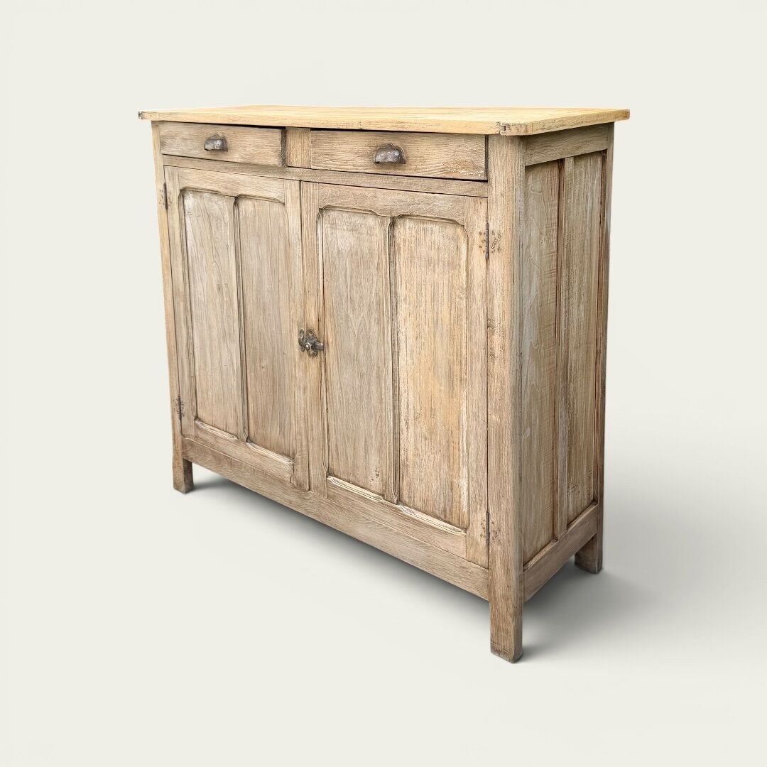 Antique patinated Parisian buffet with shell handles.