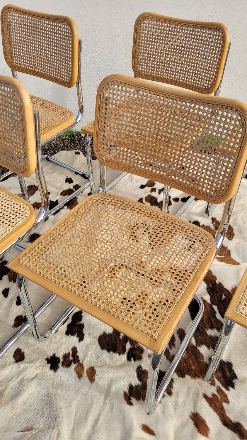 Set of 6 B32 chairs Marcel Breuer Italy design -1970s