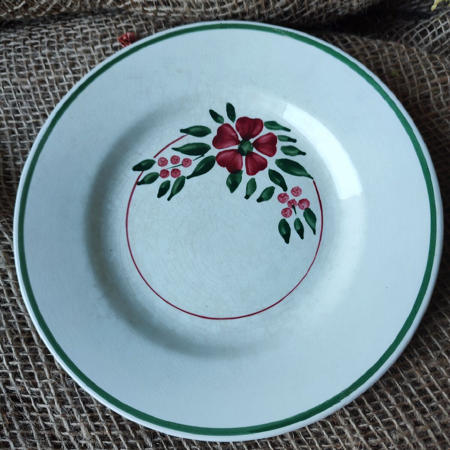 Ensemble de 6 Anciennes Assiettes à dessert  HBCM, modèle Simone